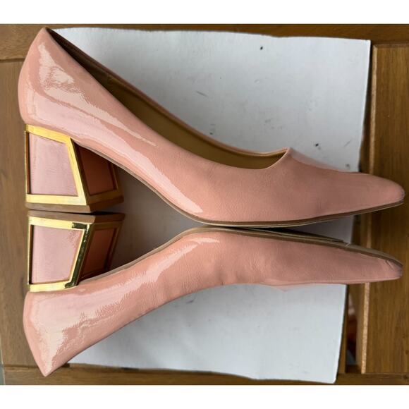 Statement Women's Blink Pump blush gold Preppy, Party dress block heel size 8 - Picture 3 of 9